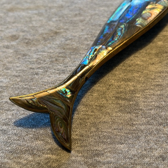 Brass & Abalone Mid Century Bottle Opener - Picture 2 of 7